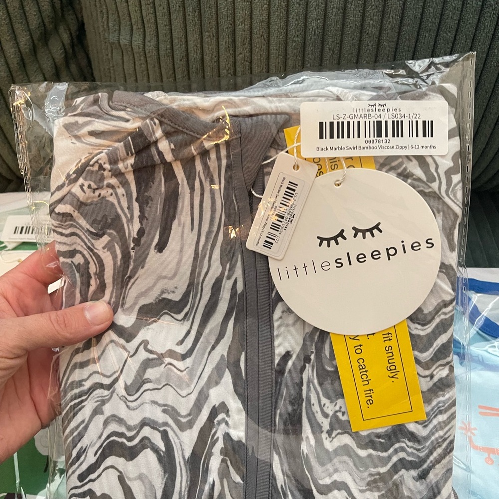 6-12 Little Sleepies Gray Marble Zipper Pajamas